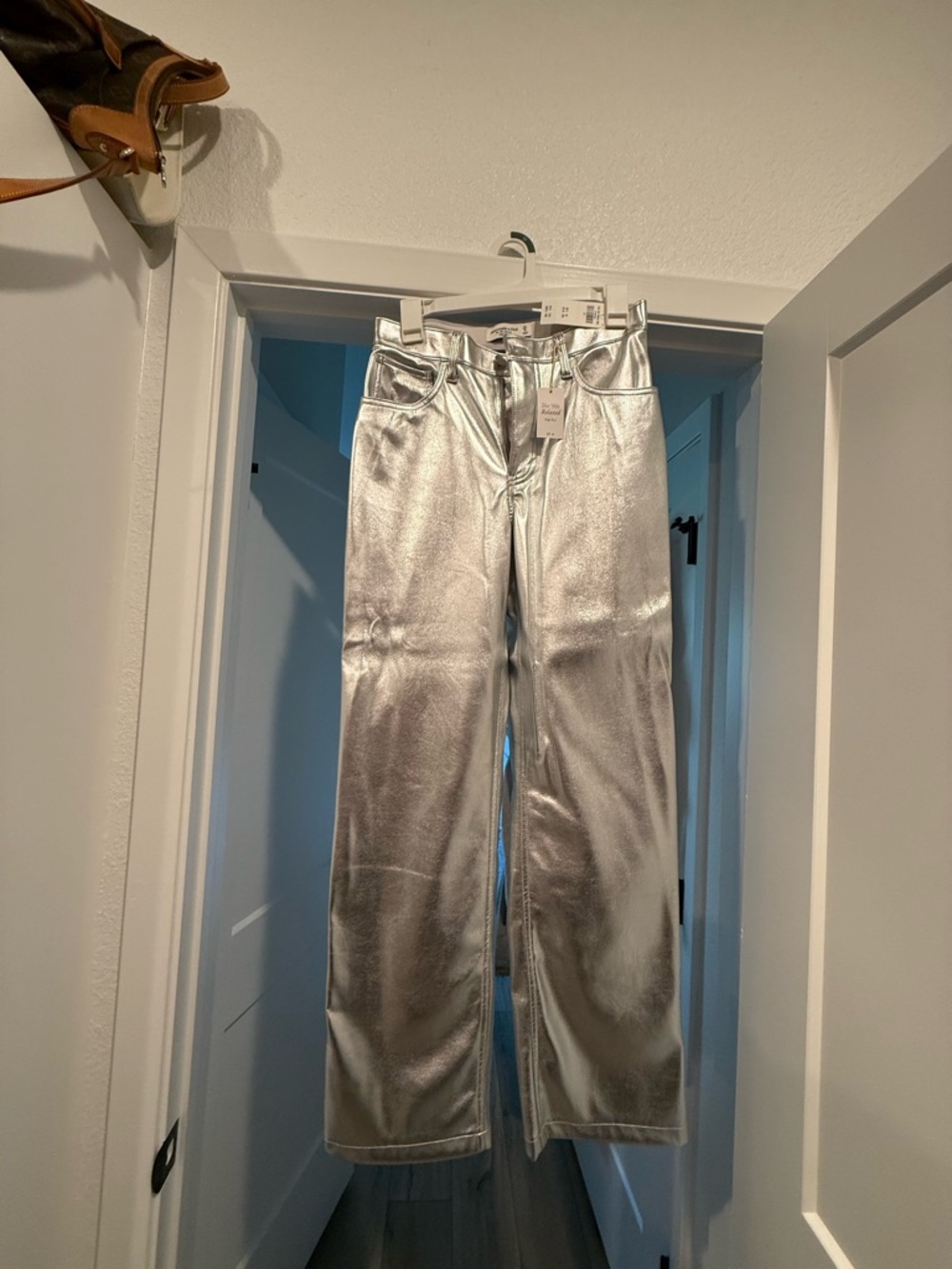 Abercrombie & Fitch Metallic Silver High-Rise Jeans